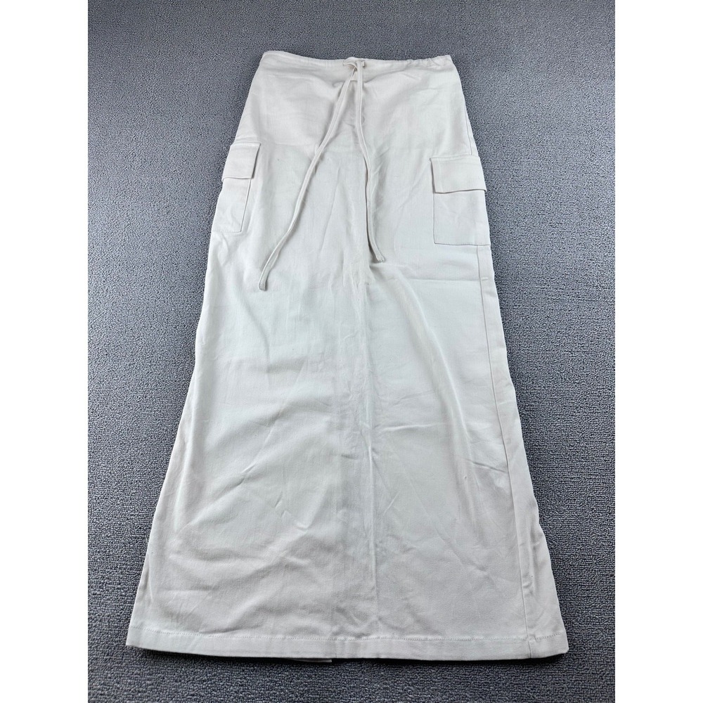 Princess Polly Old School Maxi‎ Skirt Women 2 White Low Rise Cargo Streetwear